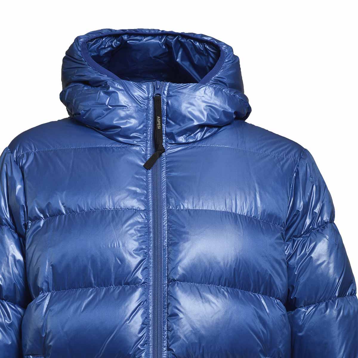 Piumino Budd in tessuto lucido azzurro Aspesi