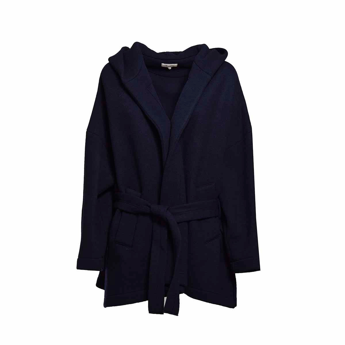 Cappotto Carmela Lanoso a vestaglia in lana vergine blu navy Barena Venezia