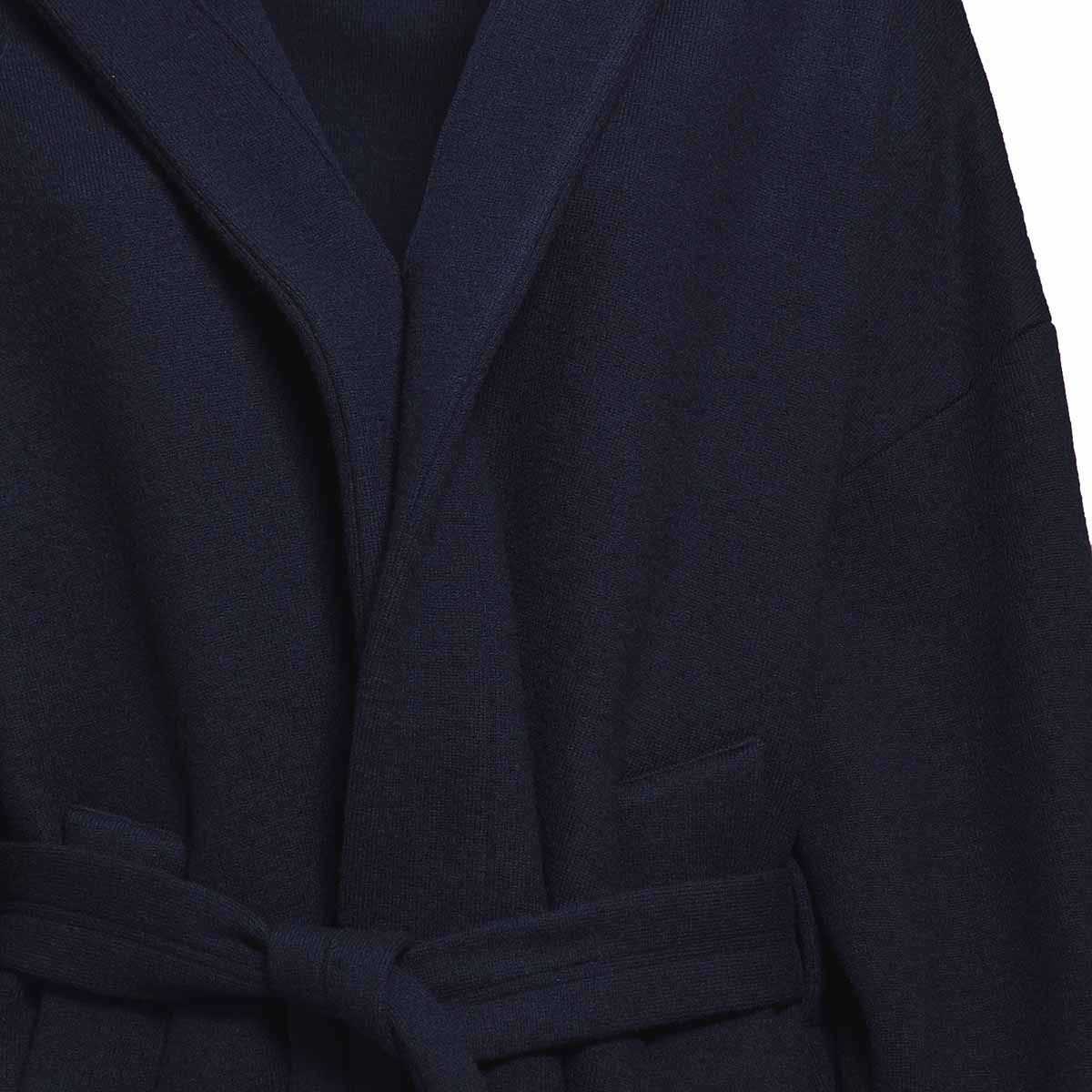 Cappotto Carmela Lanoso a vestaglia in lana vergine blu navy Barena Venezia