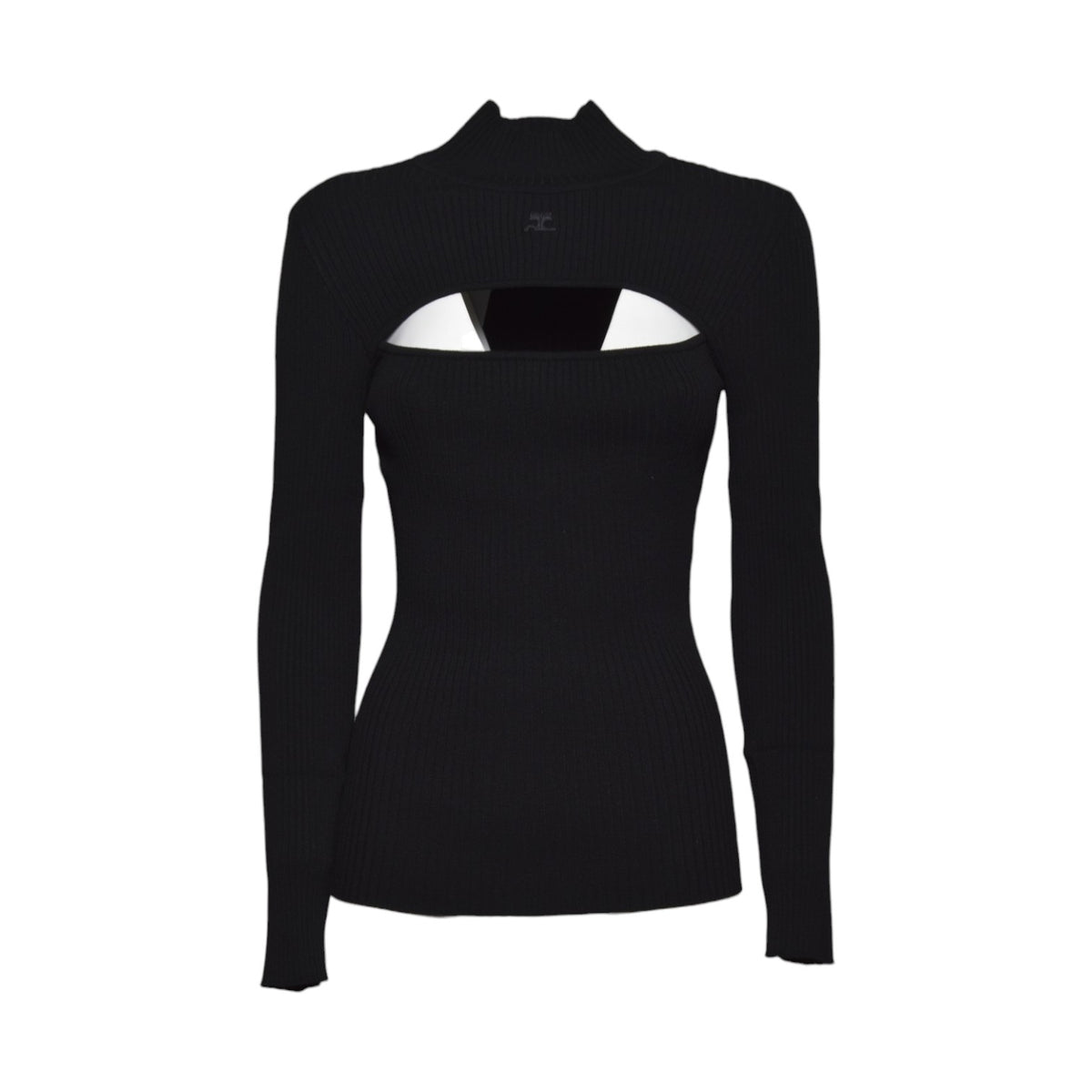 sweater rib knit slash mockneck
