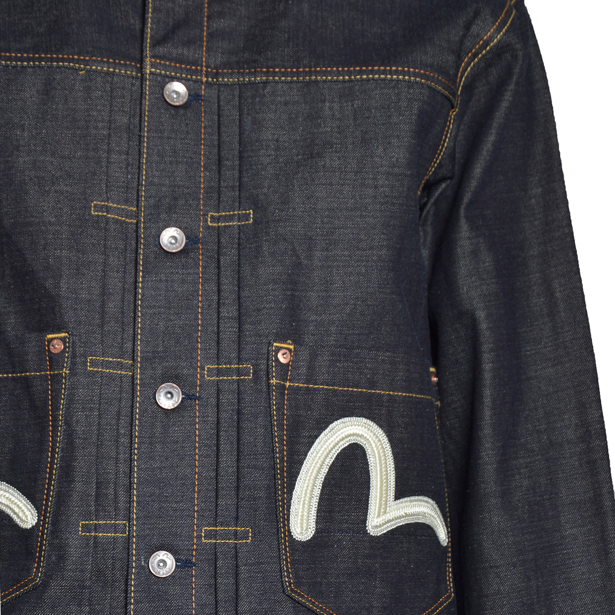 ht logo selvedge denim jacket with seagulll embroidery