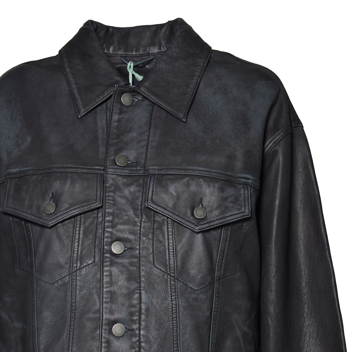 sage vintage black leather