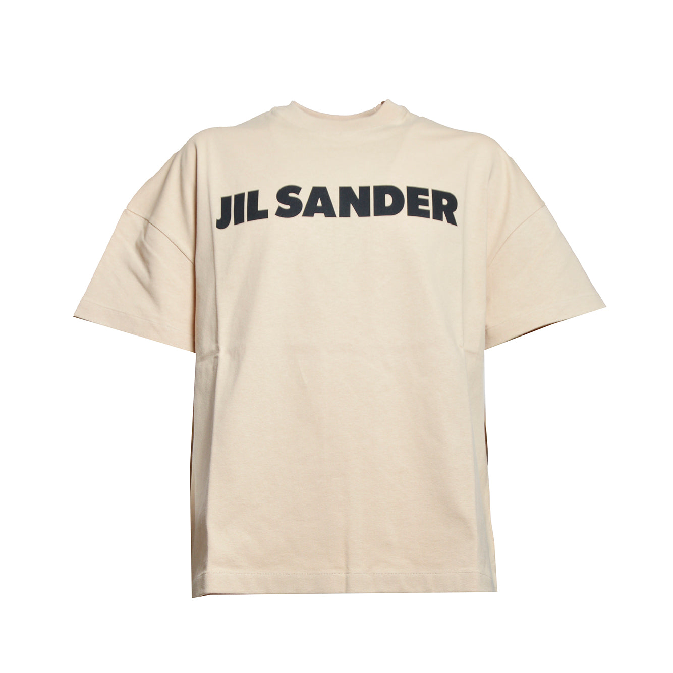 T-shirt maniche corte in cotone beige e logo Jil Sander