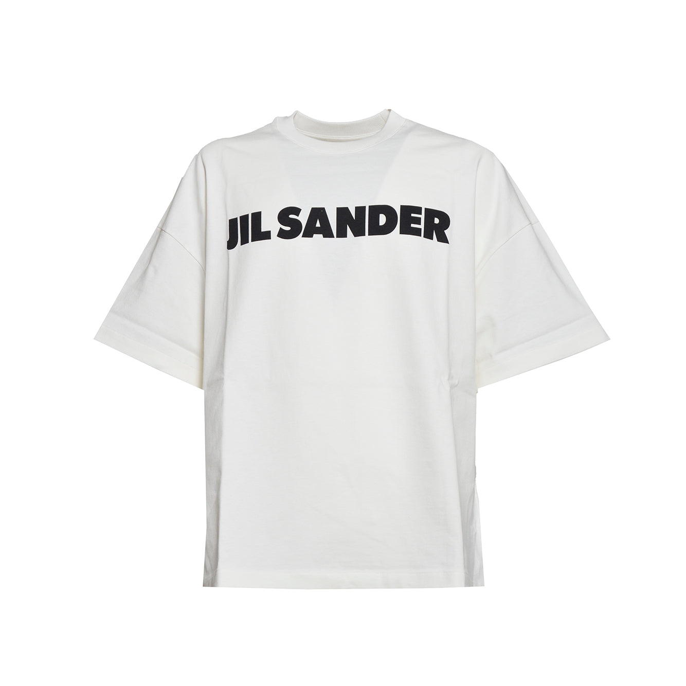 T-shirt maniche corte in cotone bianco e logo Jil Sander