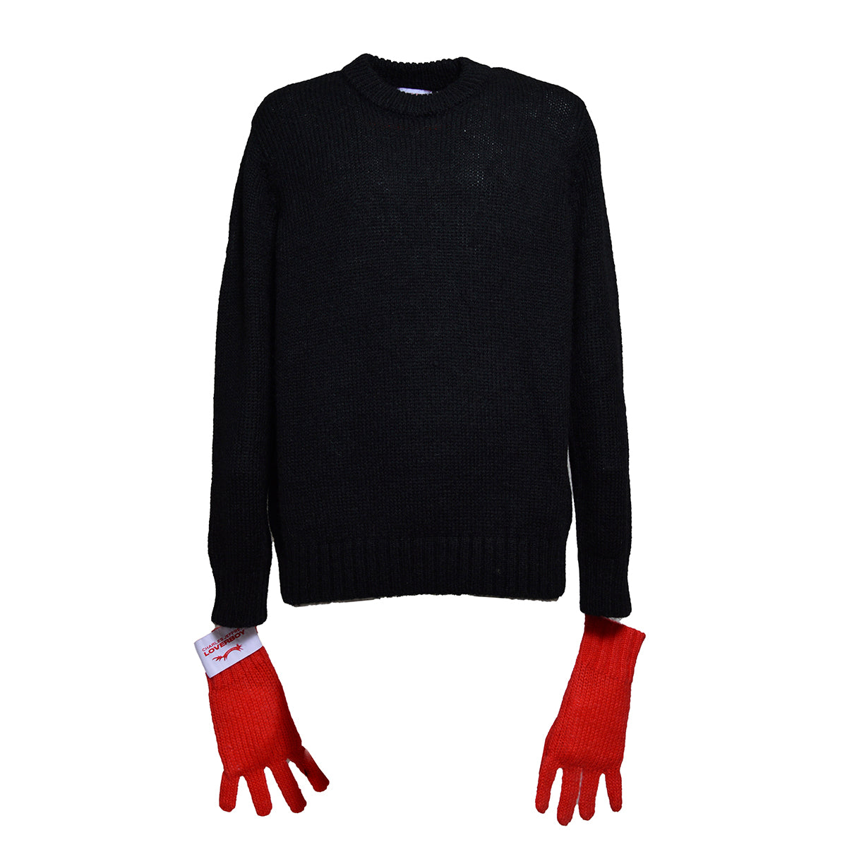 Pullover Gloves in mohair e lana nero con guanti Charles Jeffrey Loverboy