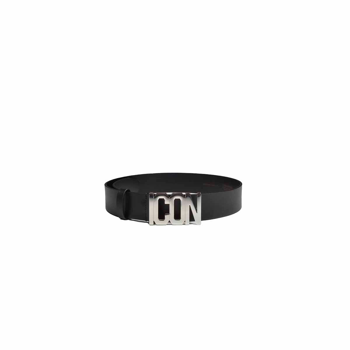 Cintura nera Be Icon Plaque in pelle Dsquared2