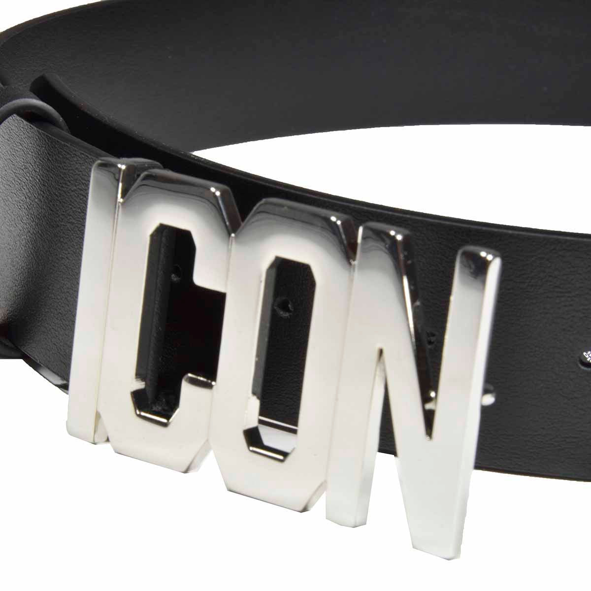 Cintura nera Be Icon Plaque in pelle Dsquared2