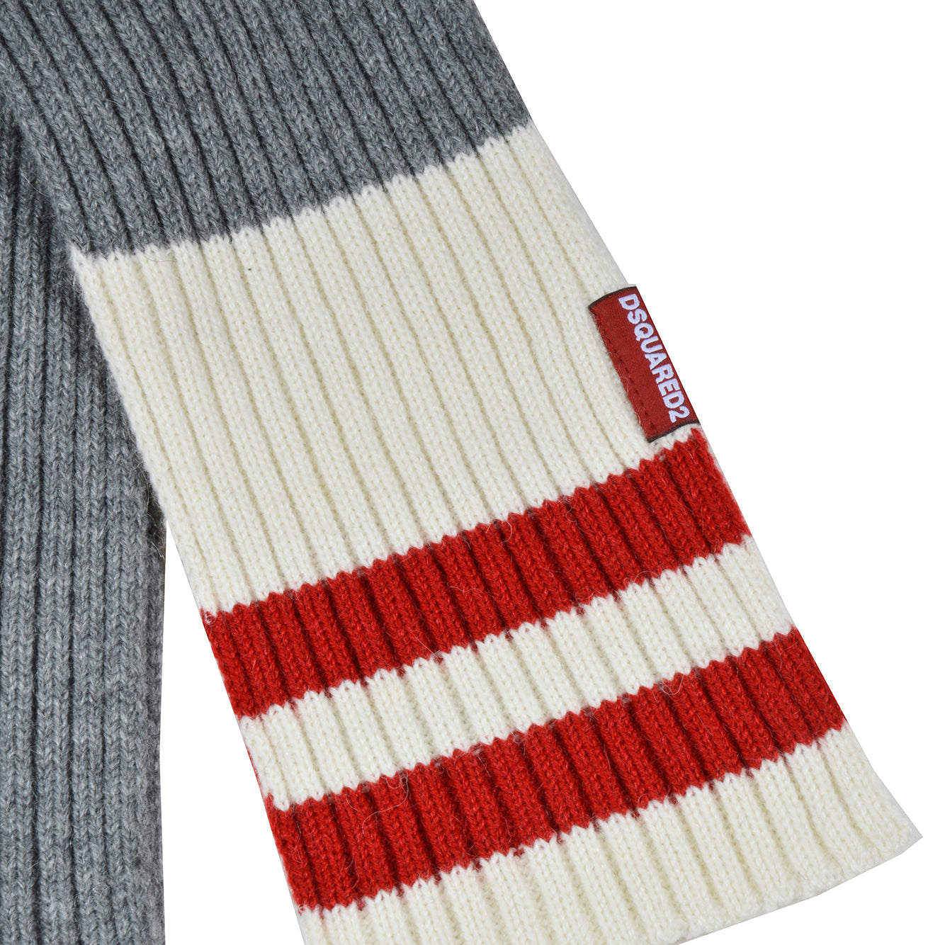 Sciarpa in misto alpaca e lana grigio con motivo a righe Dsquared2