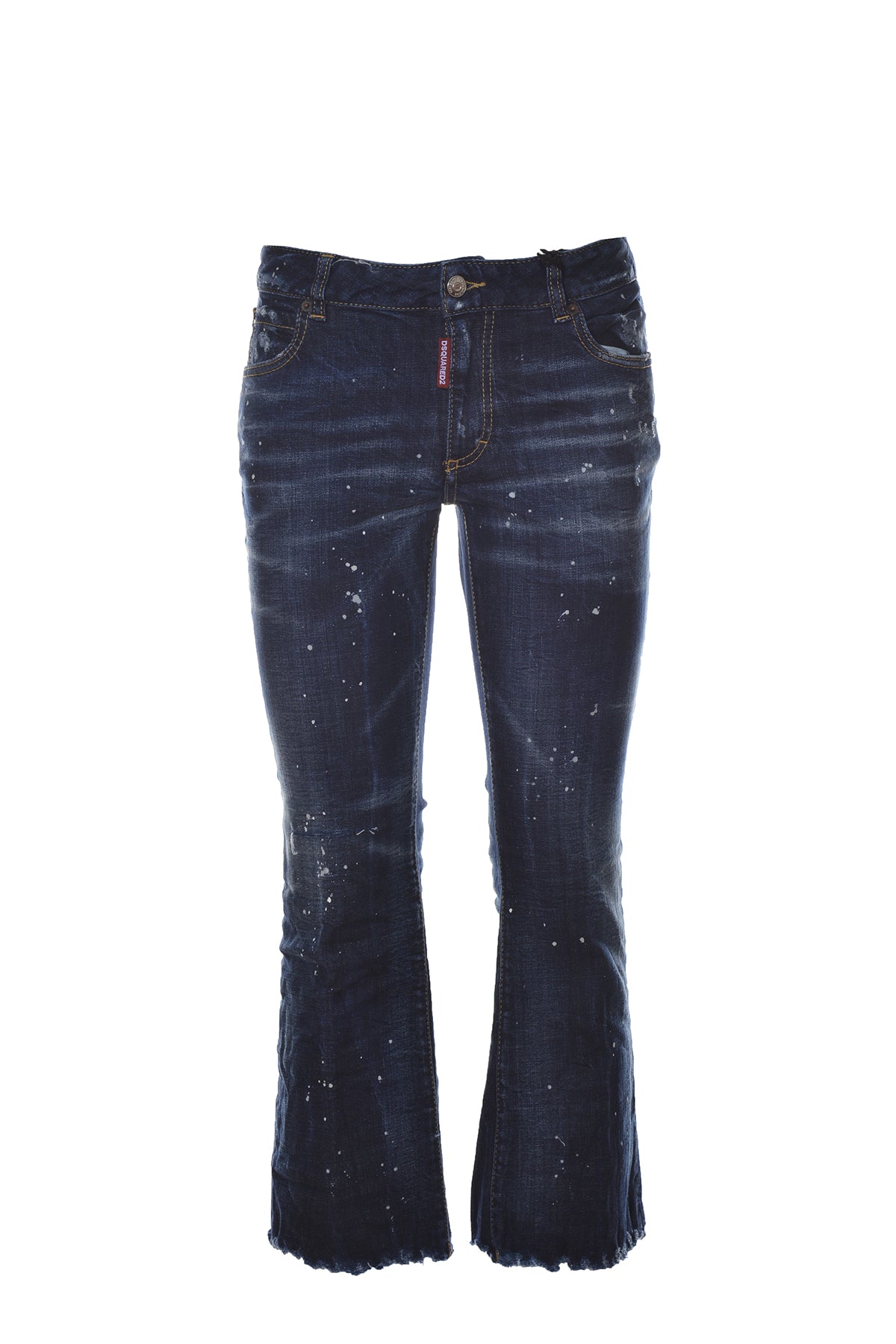 Jeans Bell Bottom crop in cotone blu scuro Dsquared2