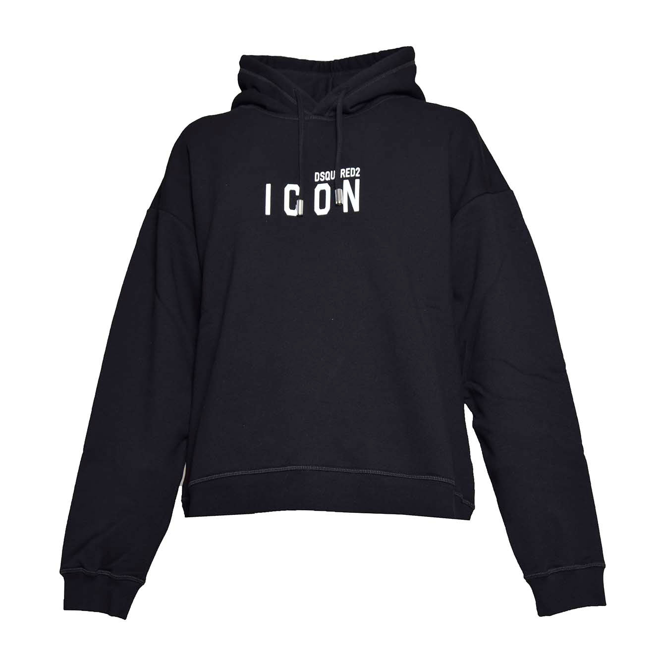 Felpa con cappuccio Icon Relax Fit in cotone nero Dsquared2
