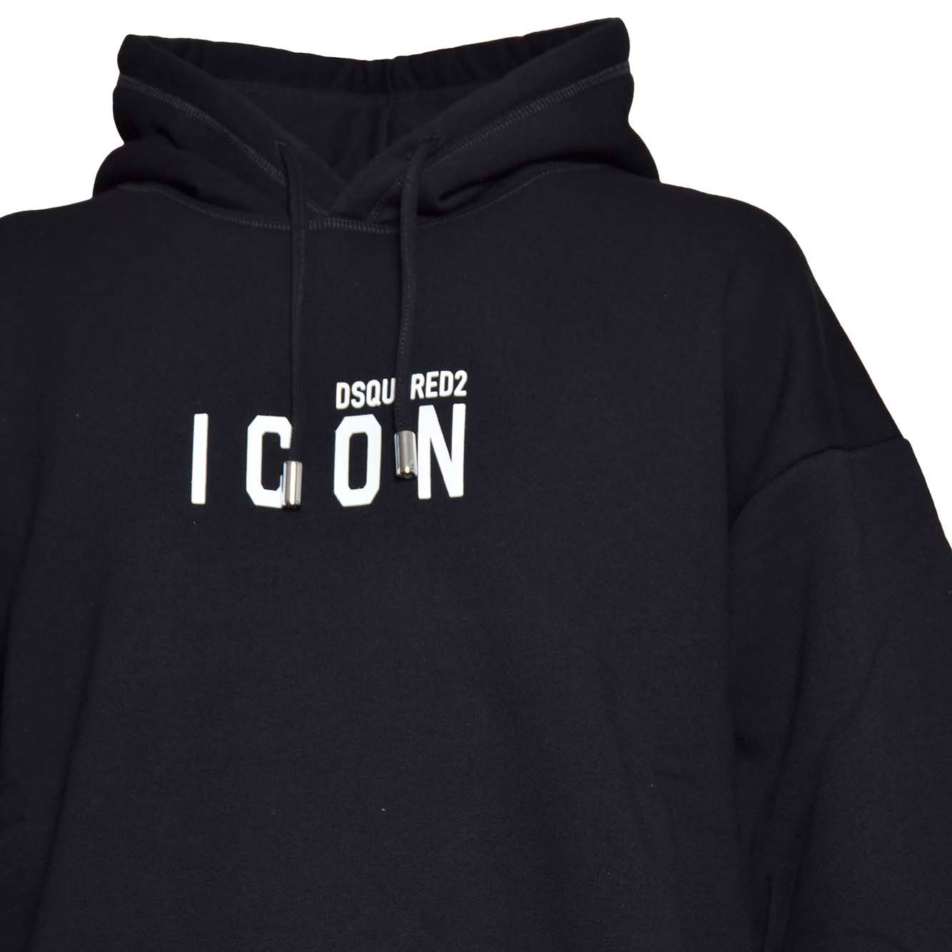 Felpa con cappuccio Icon Relax Fit in cotone nero Dsquared2