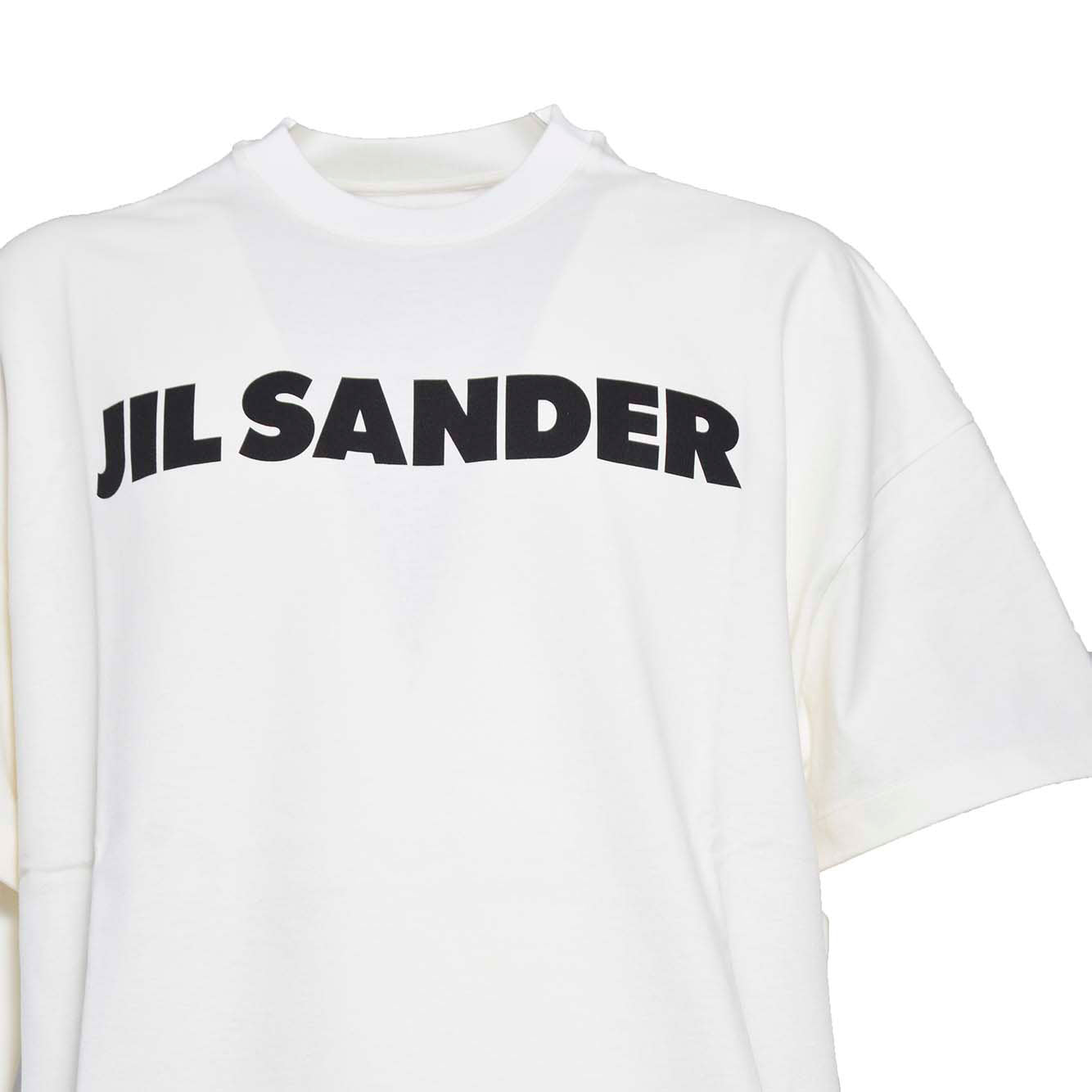 T-shirt maniche corte in cotone bianco stampa logo Jil Sander