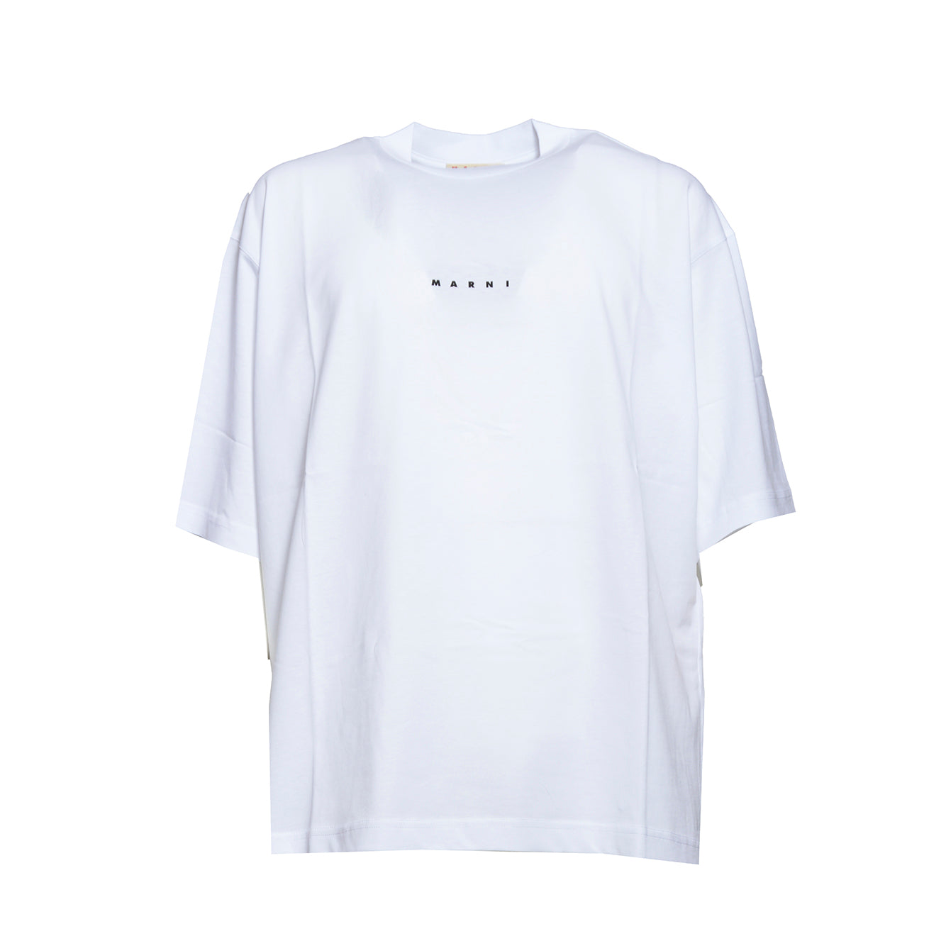 T-shirt in cotone bianco stampa logo Marni