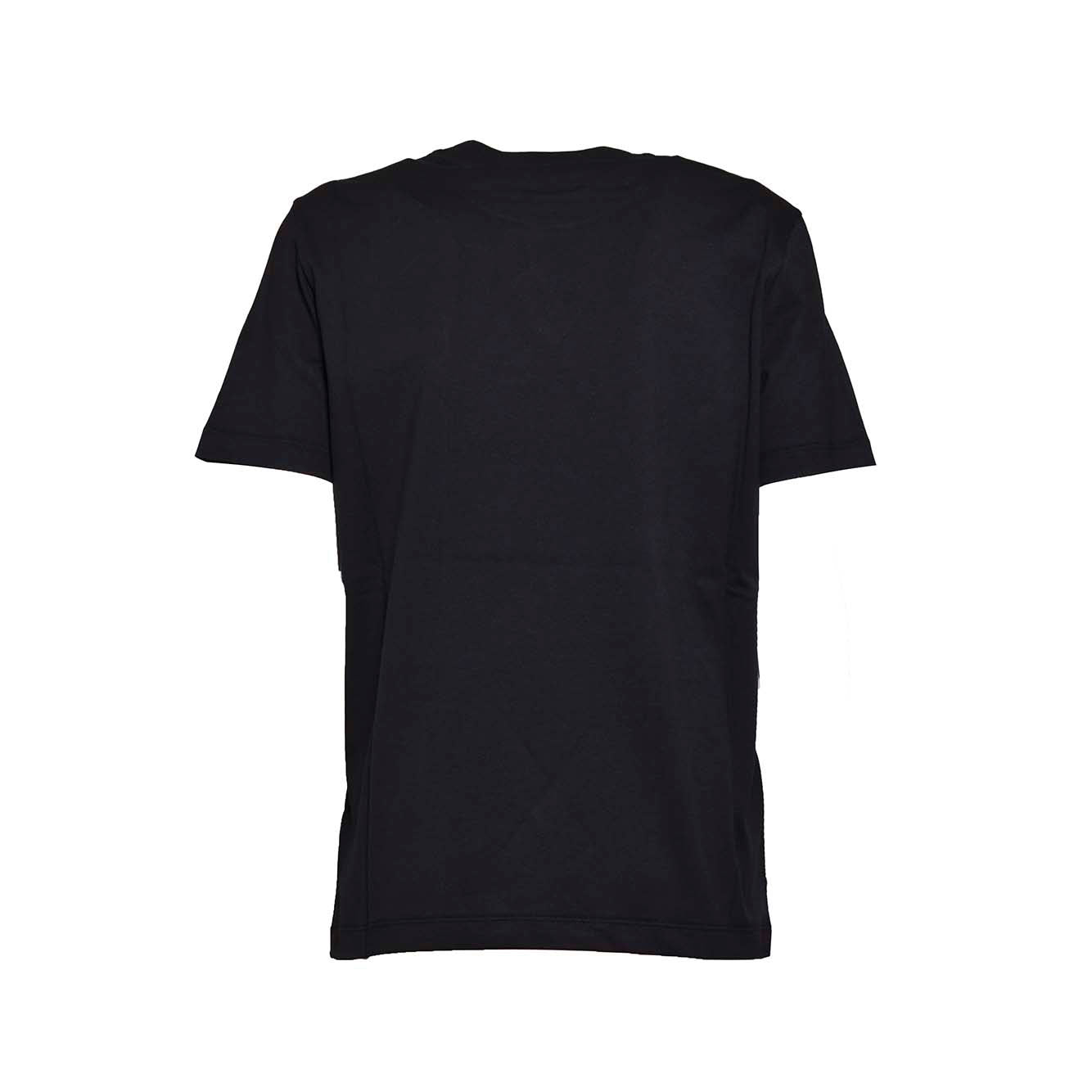 T-shirt in cotone nero stampa logo pennello rosa MSGM