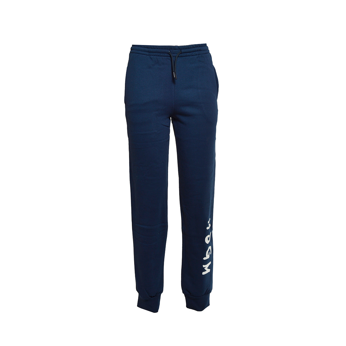 Pantalone in cotone blu con stampa logo MSGM Junior