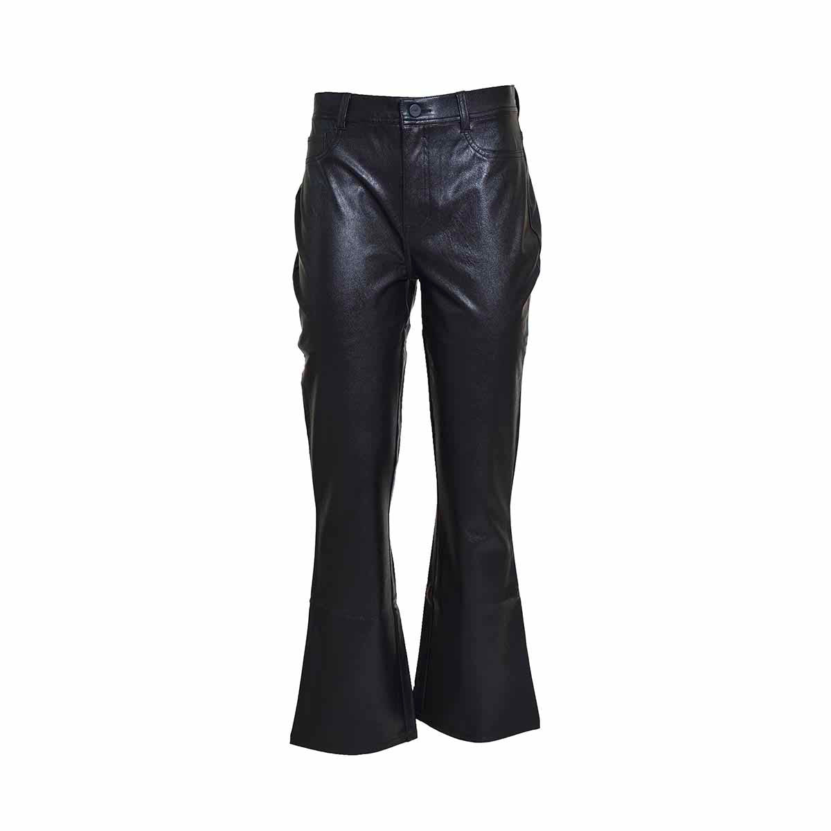 Pantalone cropped svasato Claudine in ecopelle nero Paige