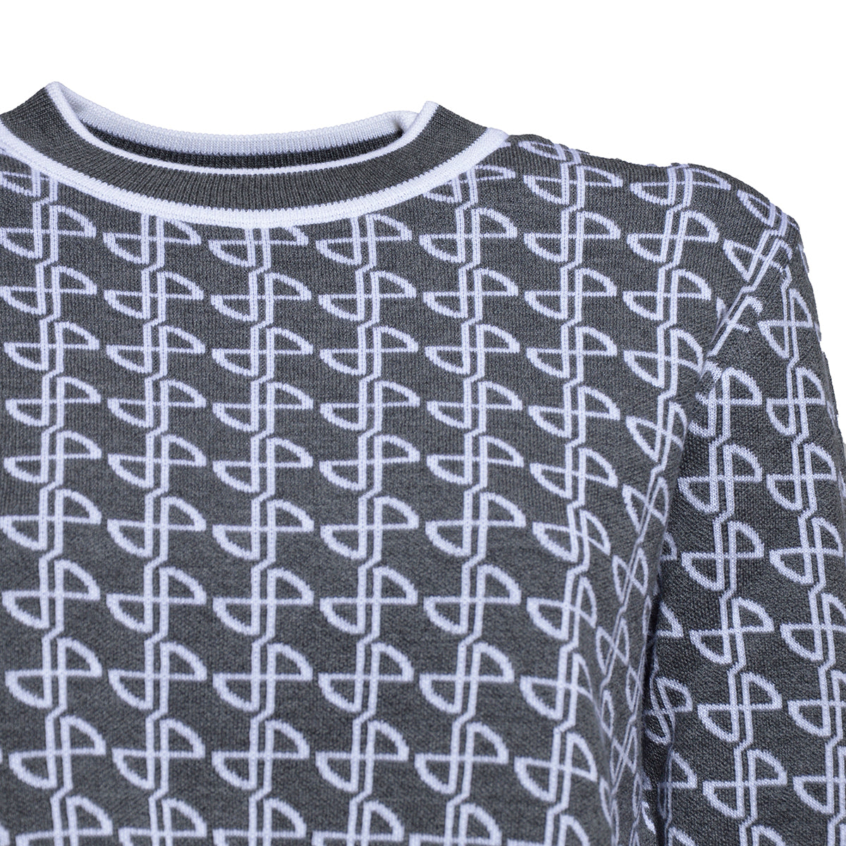 Pullover cropped in lana merino antracite con motivo logo Patou