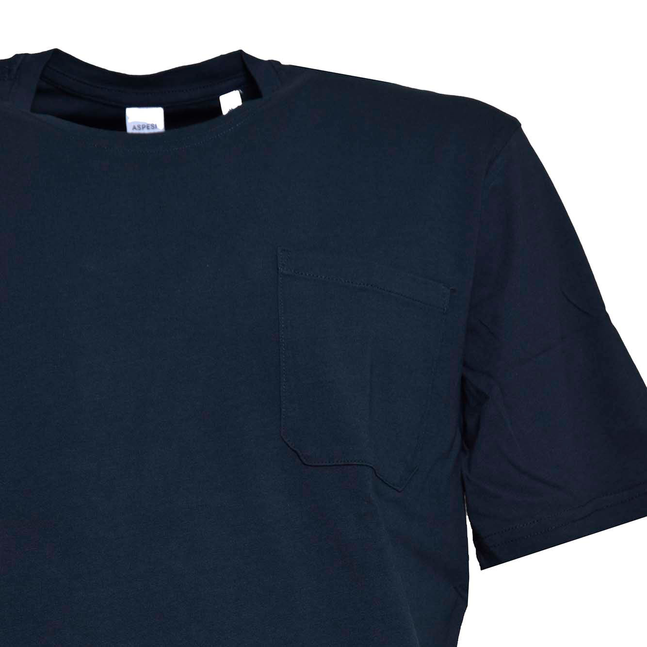 T-shirt in cotone blu navy con tasca Aspesi