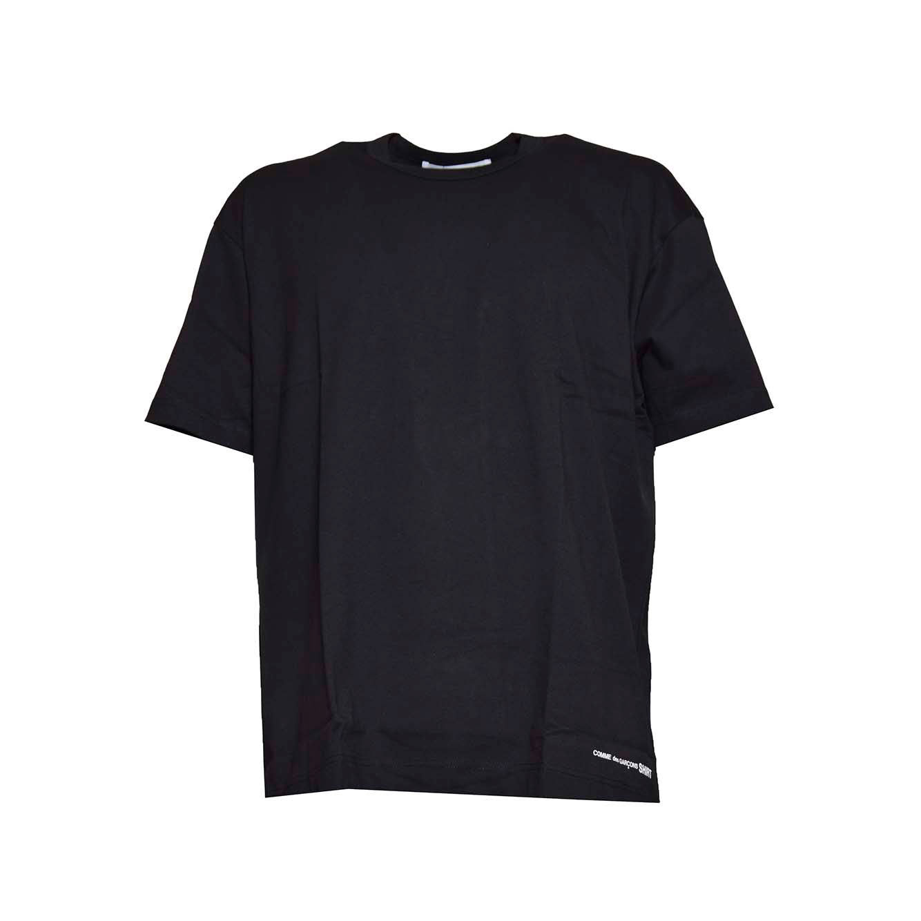 T-shirt over in cotone nero stampa logo Comme des Garçons Shirt