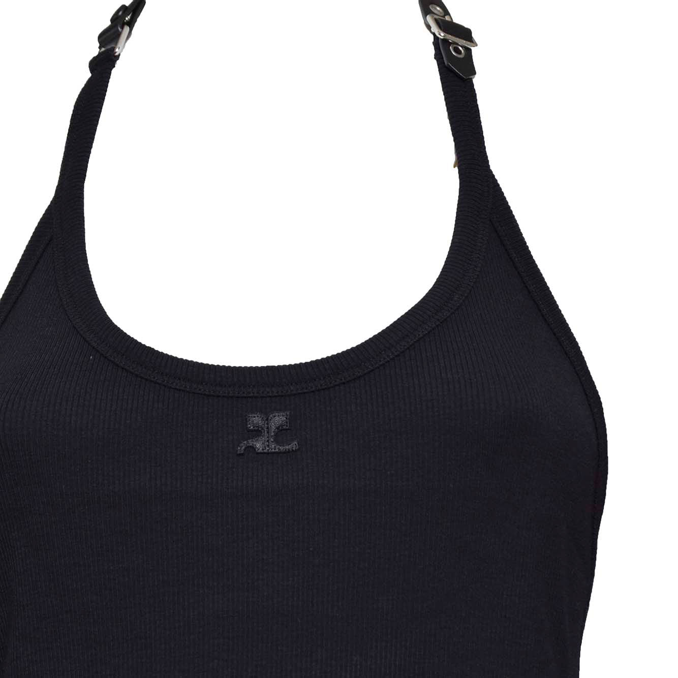 Abito corto Holistic Buckle 90's in cotone nero Courregès