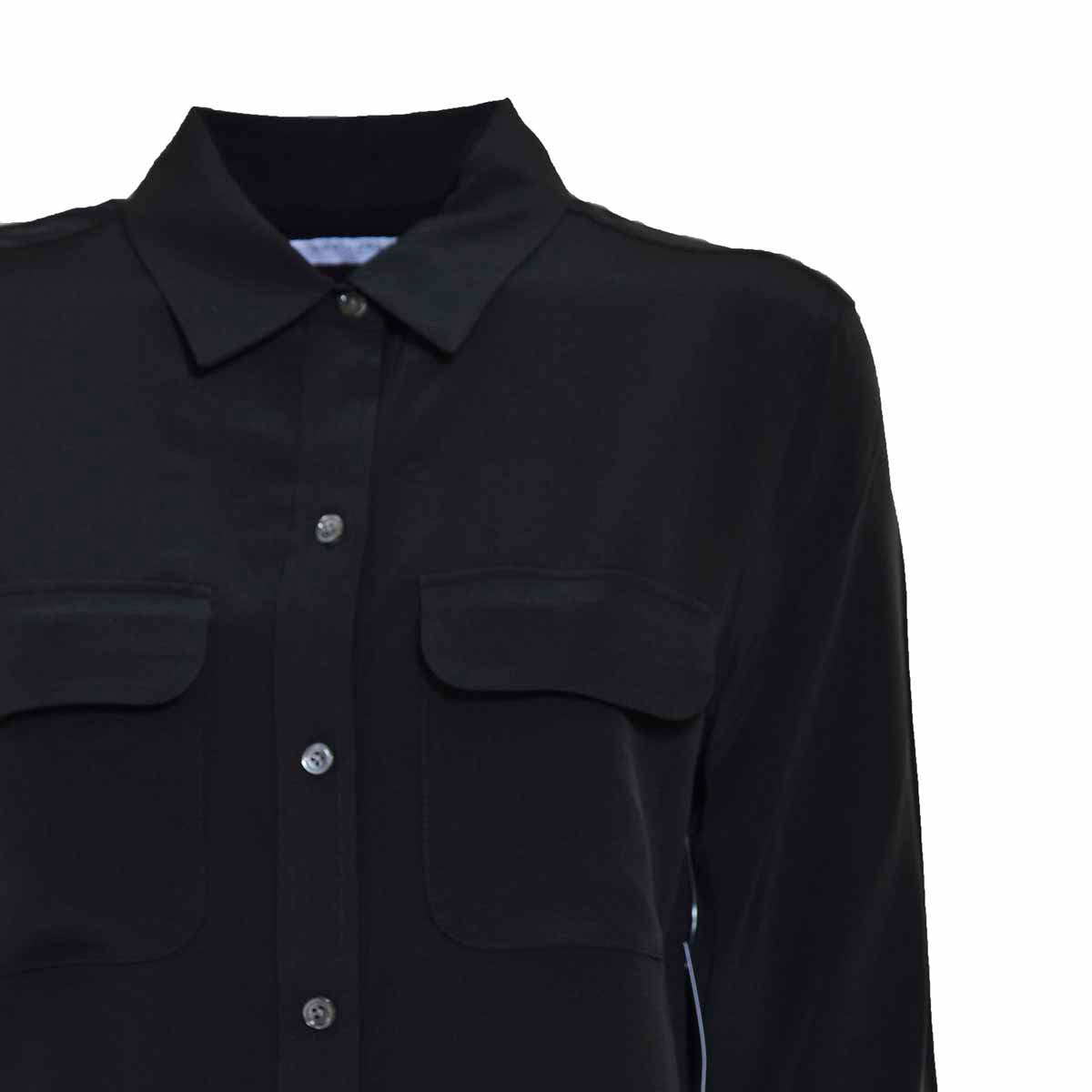 Camicia Slim Signature in pura seta nera Equipment