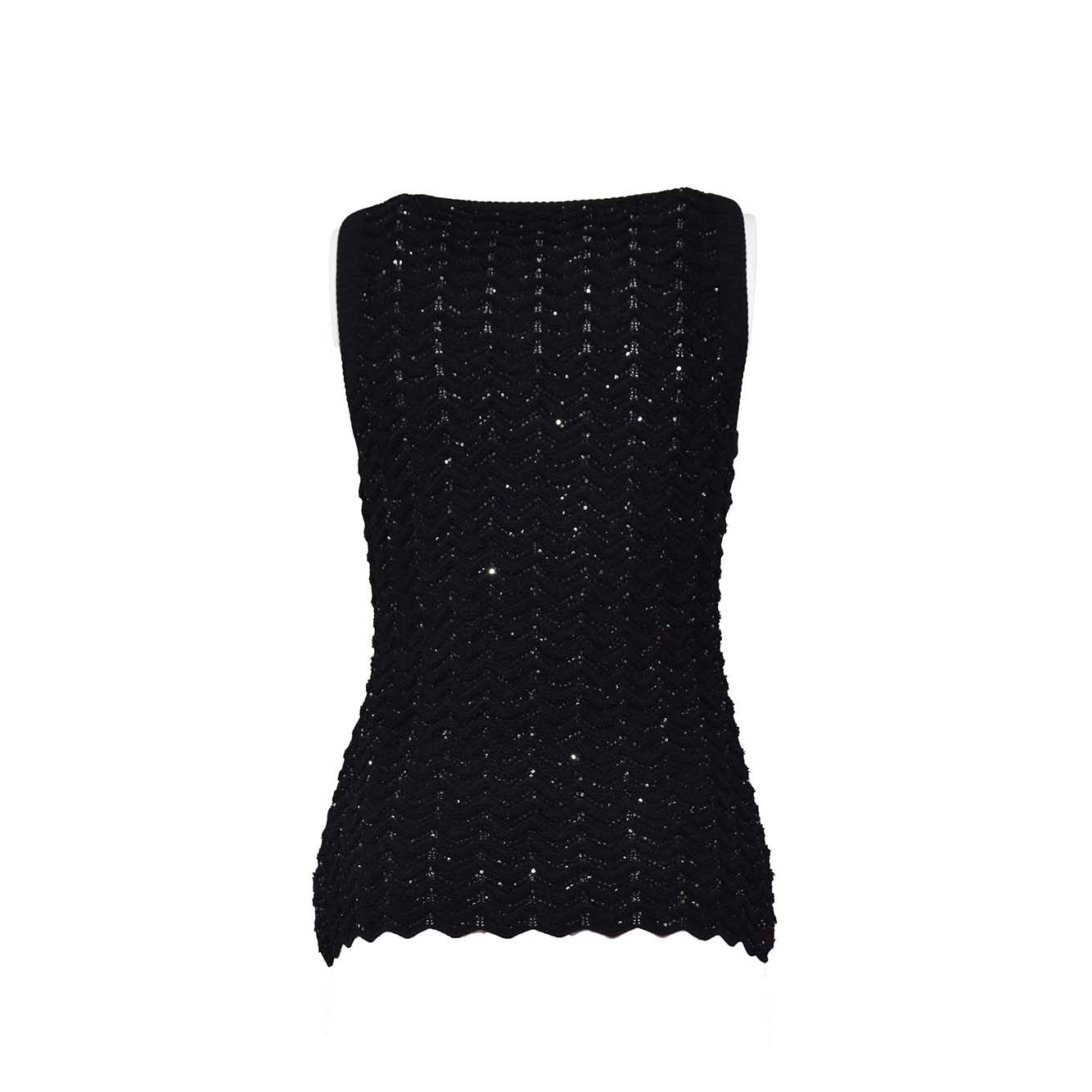 Canotta in viscosa nera con paillettes Missoni