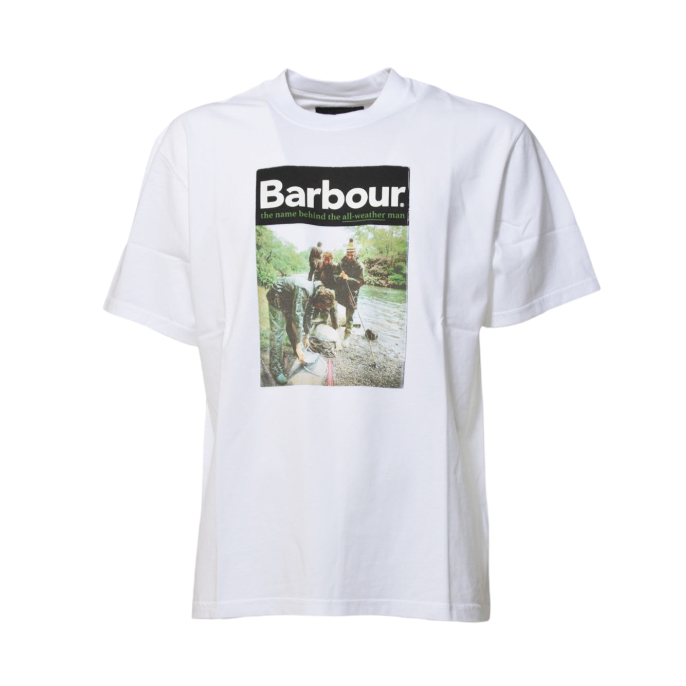 T-shirt All Weather in cotone bianco con stampa Barbour