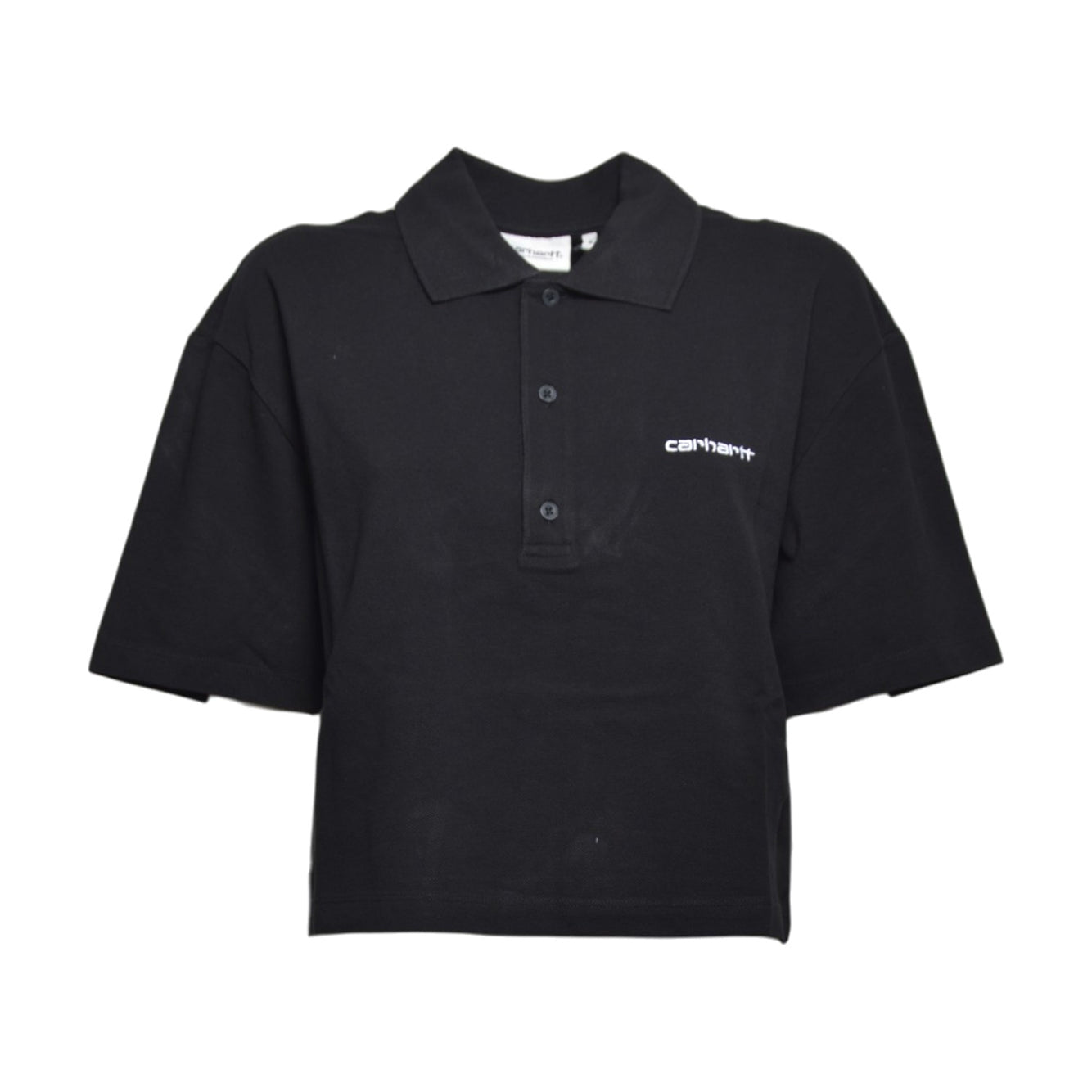 w' s/s carhartt script polo ts cotton garment washed piqué