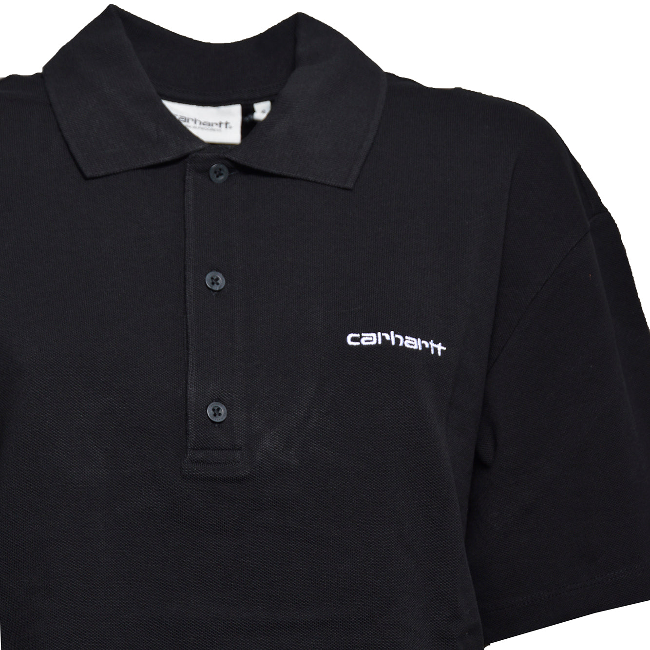 w' s/s carhartt script polo ts cotton garment washed piqué