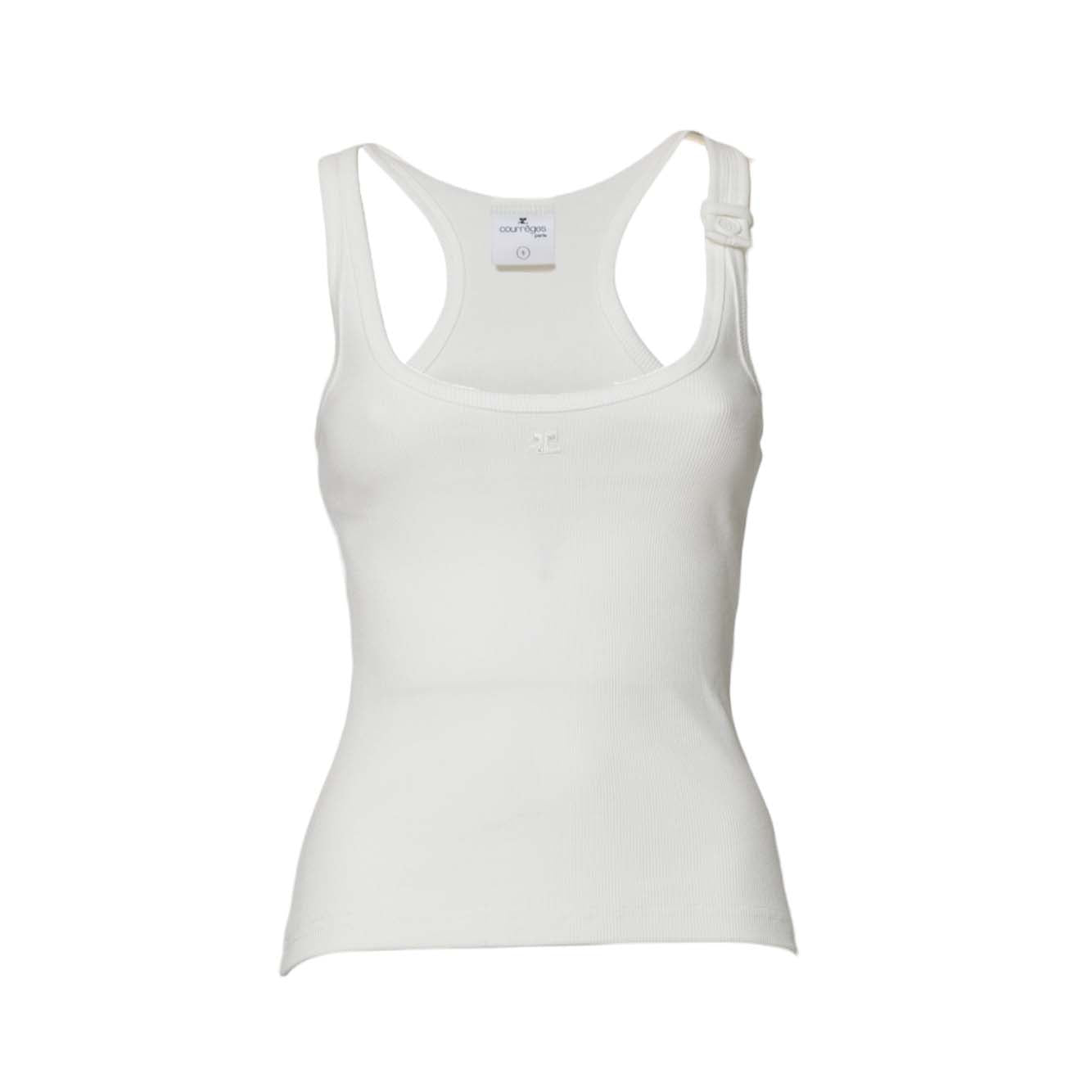 Top Buckle 90's a costine bianco Courrèges