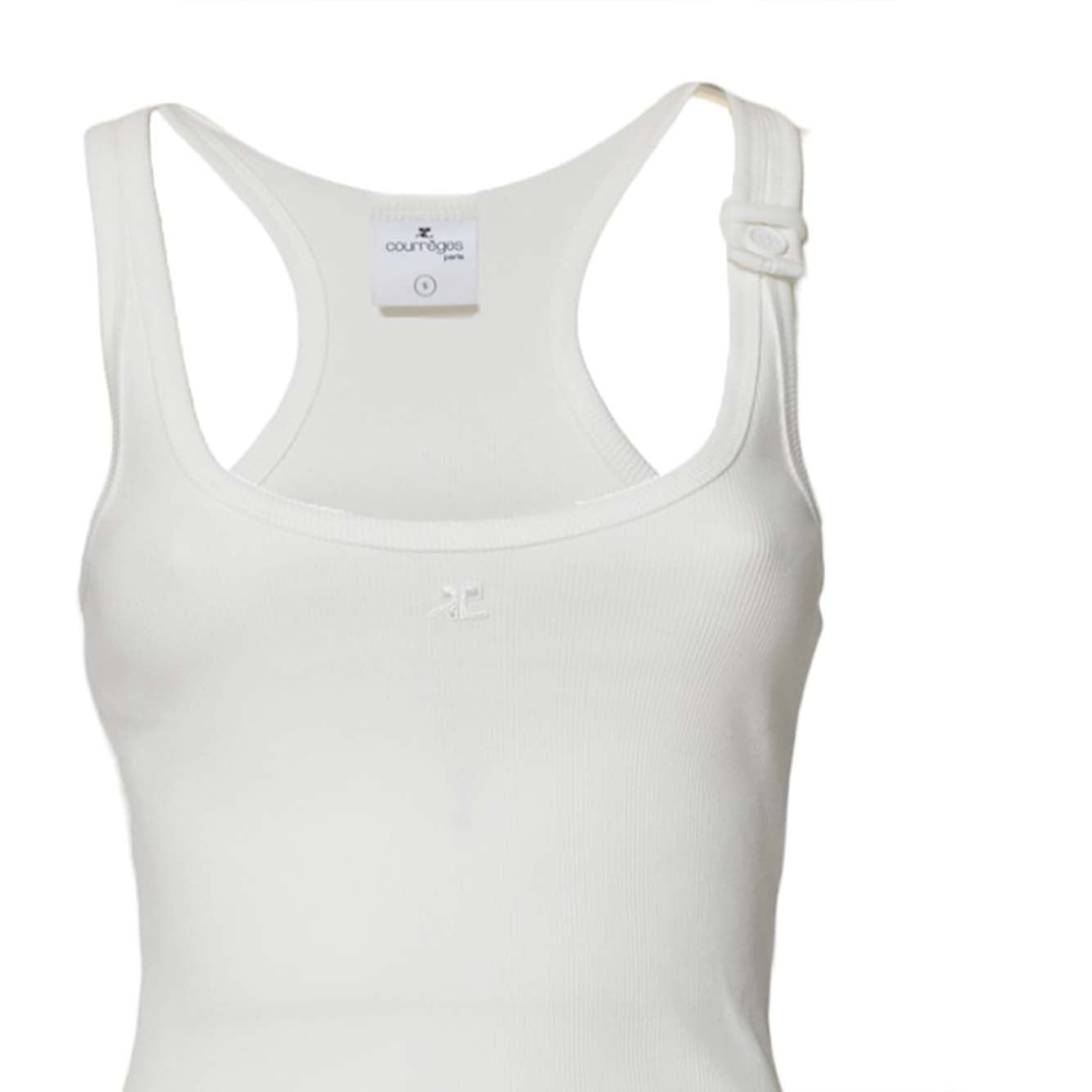 Top Buckle 90's a costine bianco Courrèges
