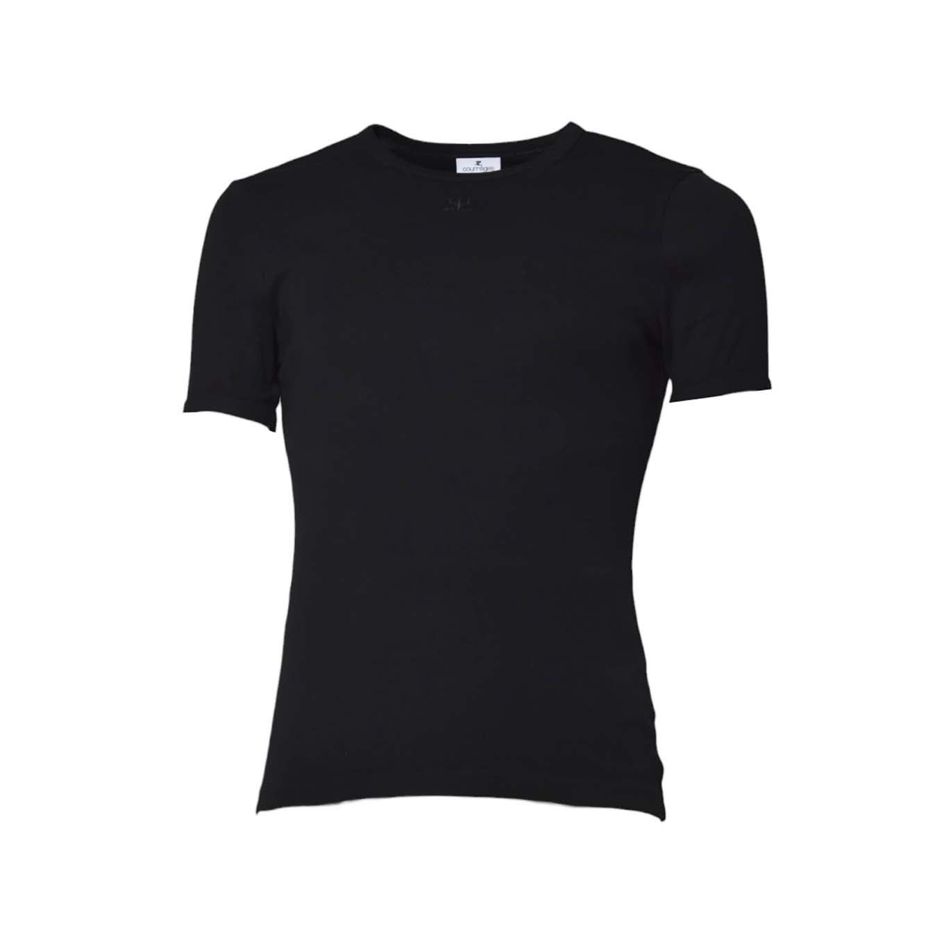 T-shirt Signature Contrast in cotone nero Courrèges