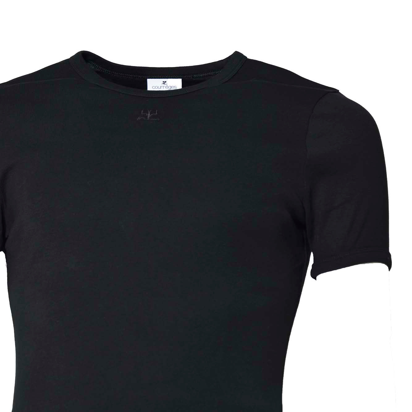 T-shirt Signature Contrast in cotone nero Courrèges