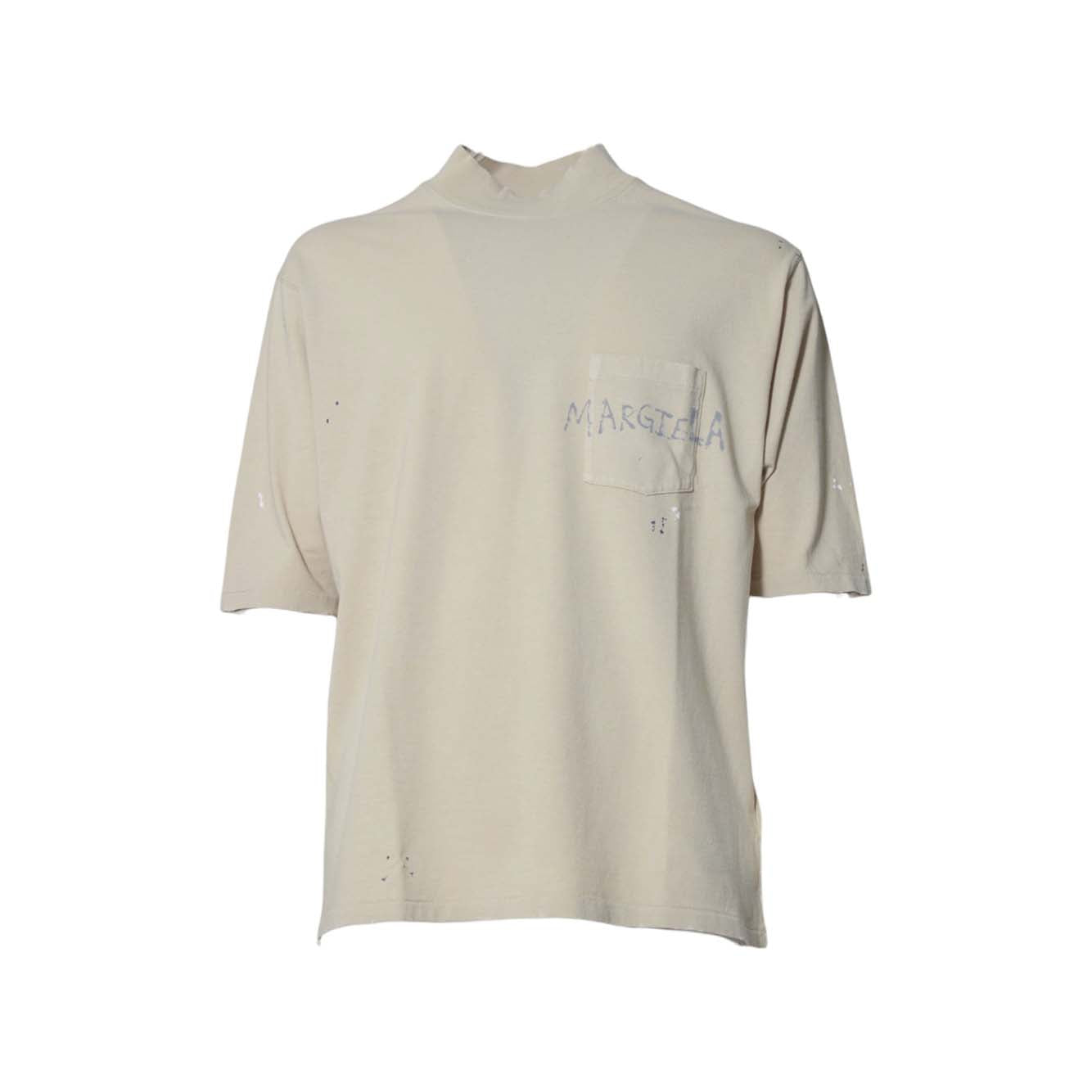 T-shirt in cotone sabbia con logo graffiti Maison Margiela