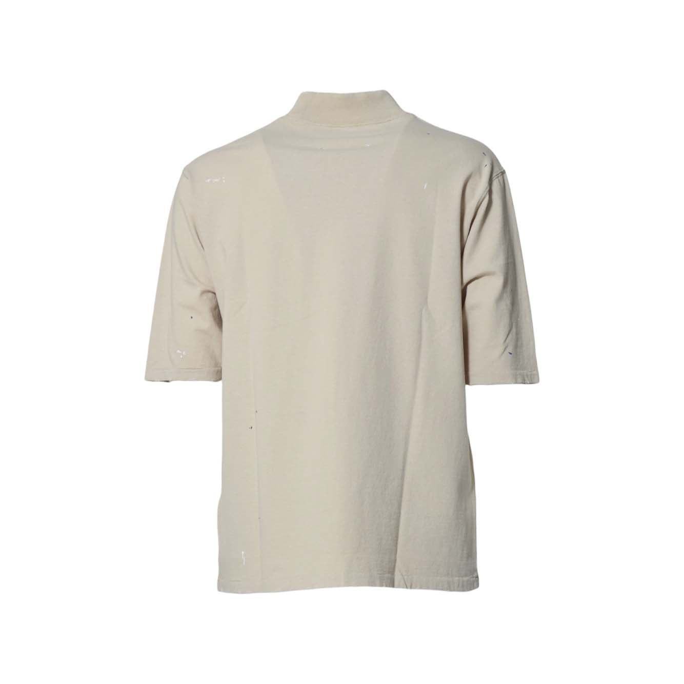 T-shirt in cotone sabbia con logo graffiti Maison Margiela