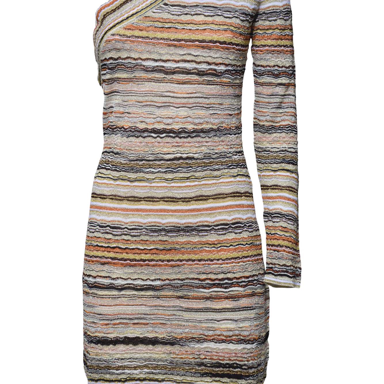 Mini-abito monospalla in viscosa lamé arancio Missoni