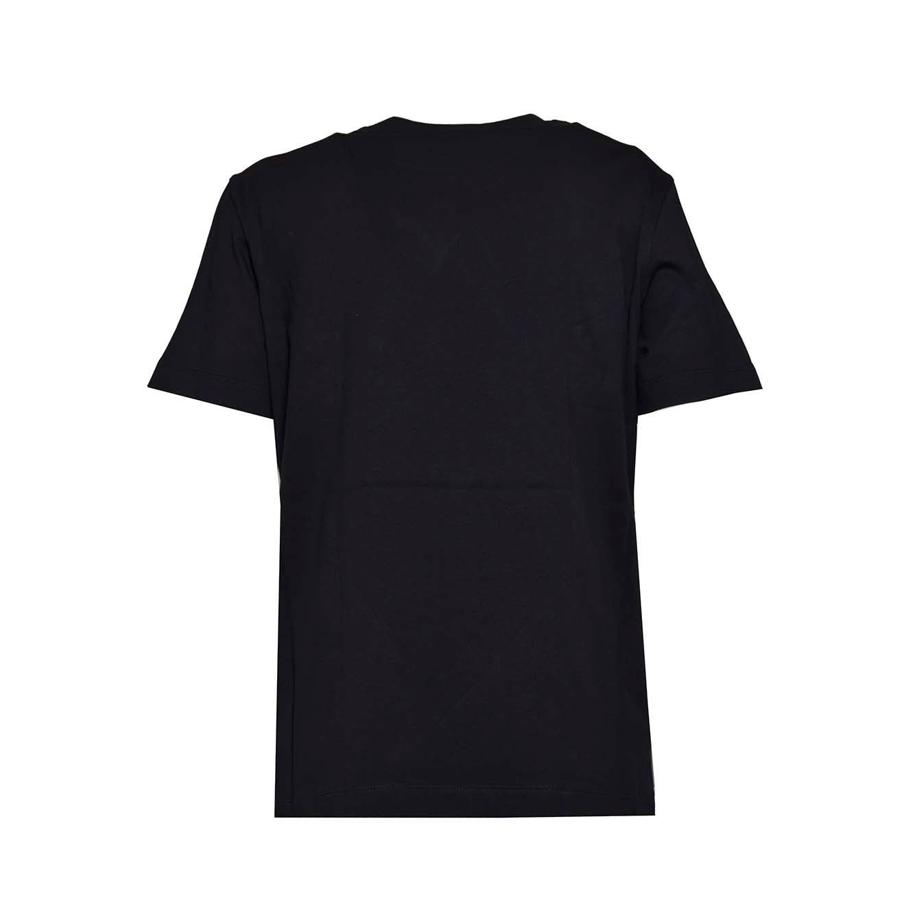 T-shirt in cotone nero stampa logo pennello glitter MSGM