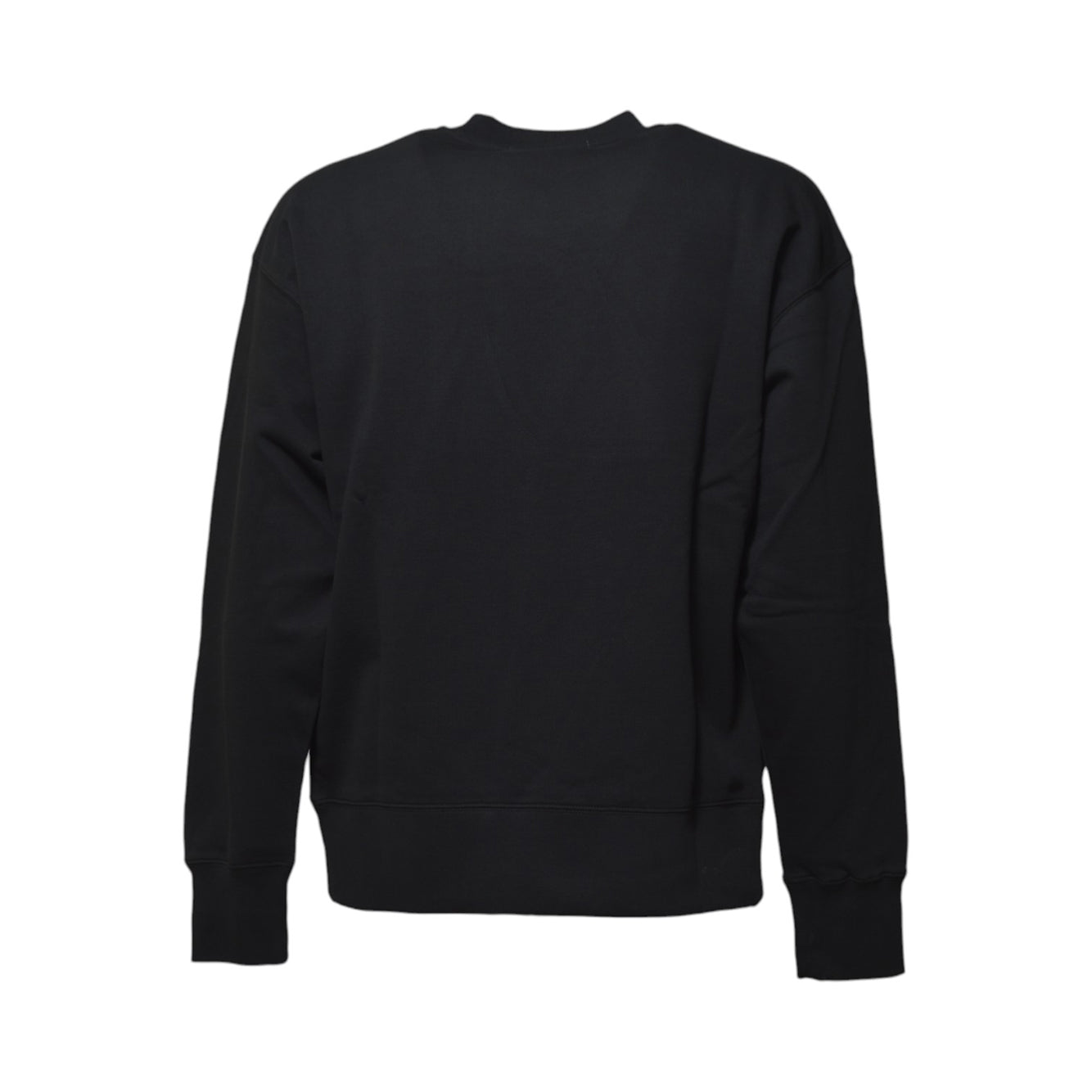 Felpa girocollo in cotone nero stampa logo su collo MSGM