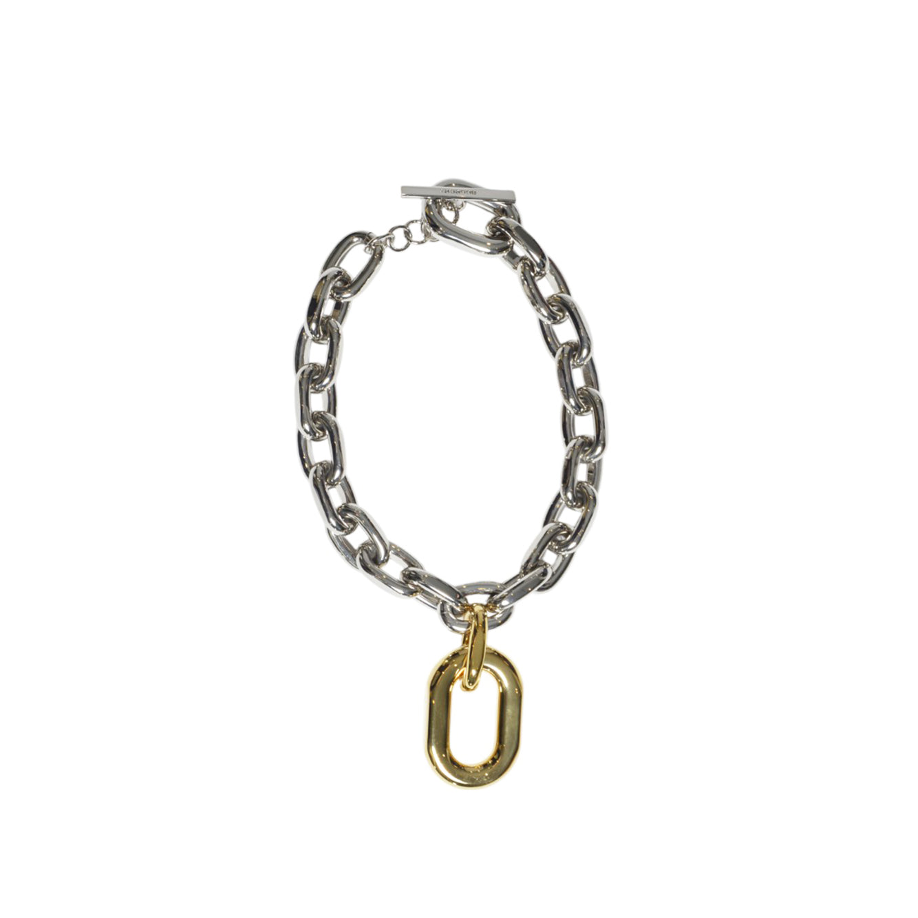 Collana girocollo XL Link in metallo argento e oro Rabanne
