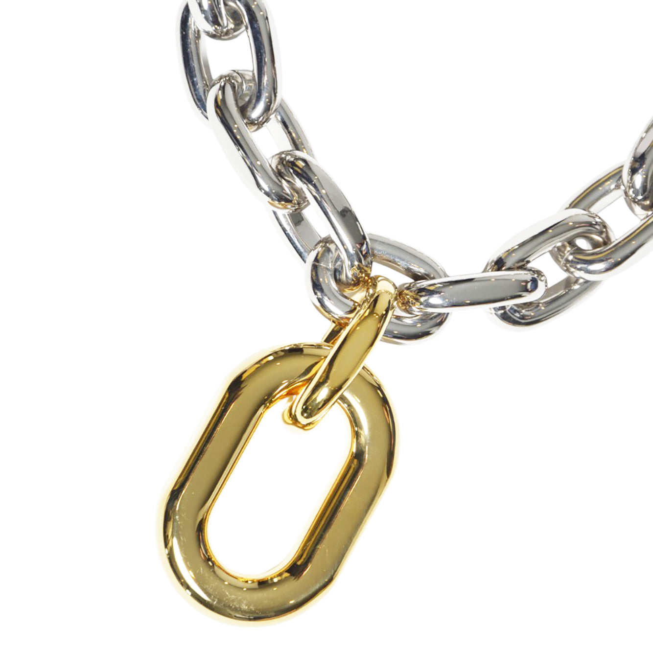 Collana girocollo XL Link in metallo argento e oro Rabanne