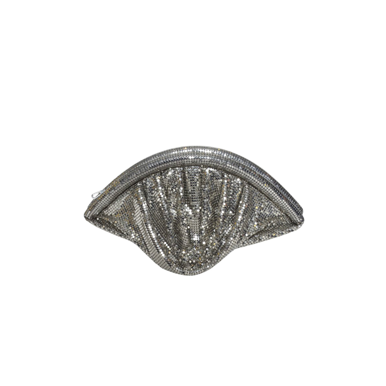 Pochette mezza luna in pixel argento Rabanne