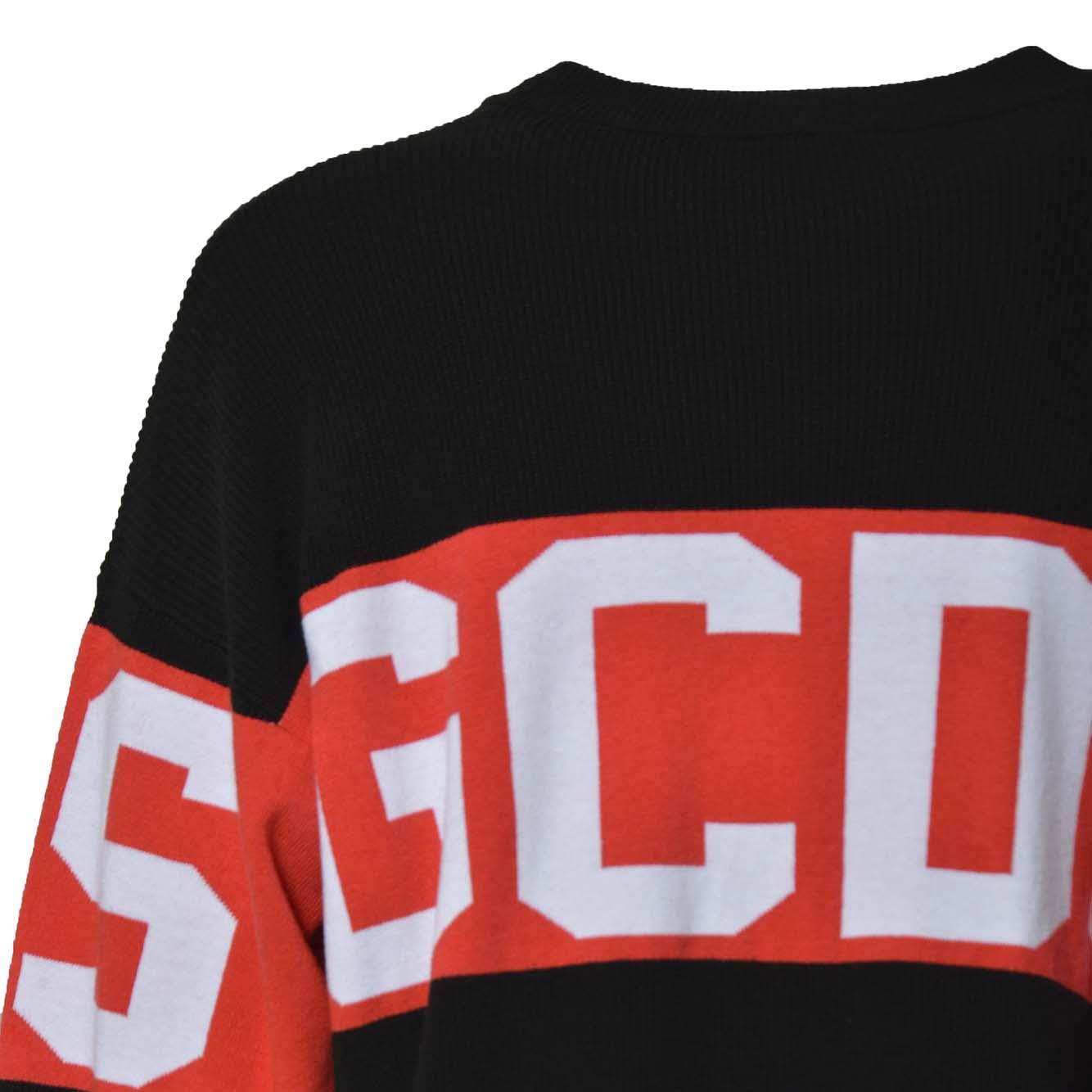 Pullover girocollo Band Logo in lana nero GCDS