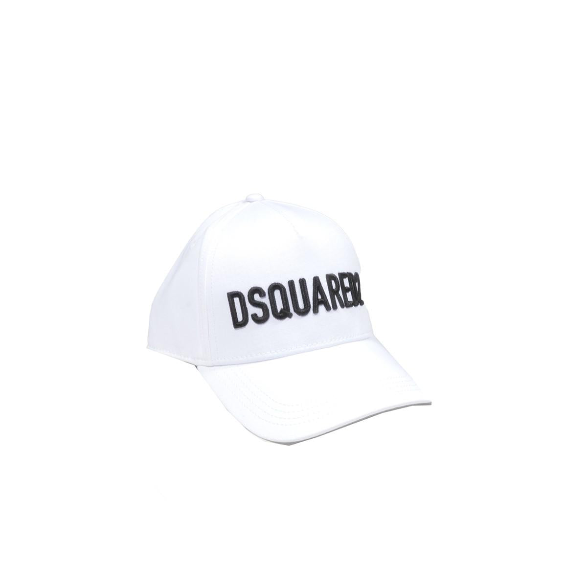 Cappello D2 in cotone bianco con ricamo logo Dsquared2 Junior