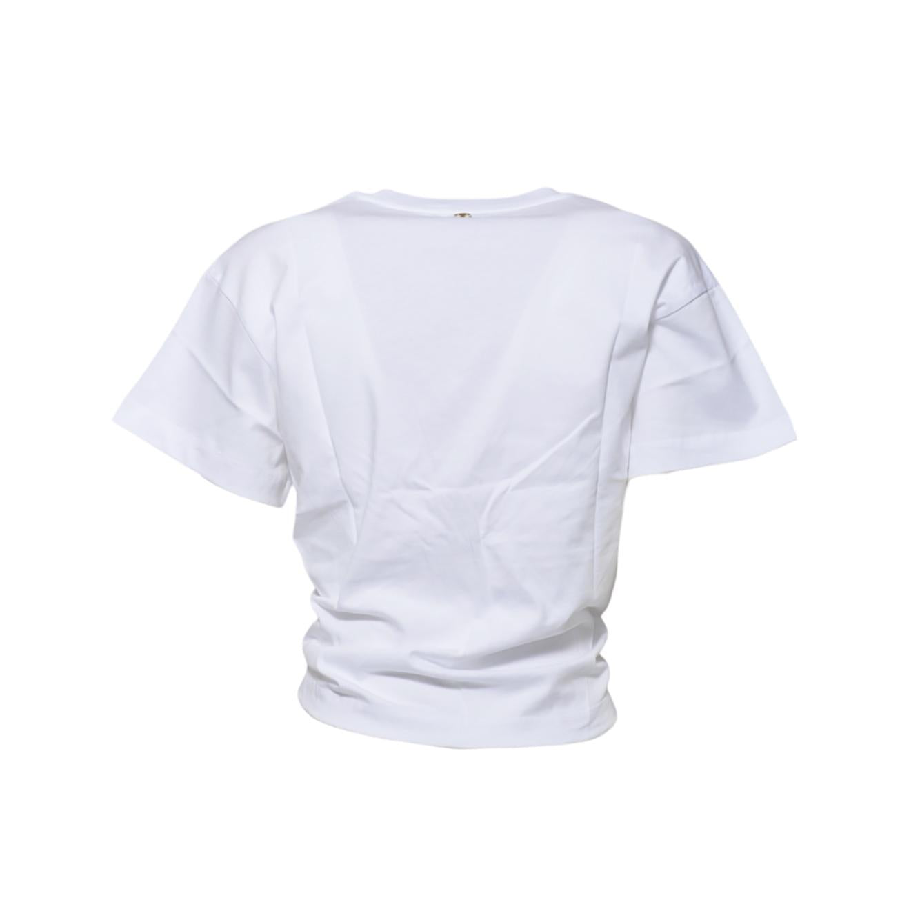 T-shirt Piercing cropped in cotone bianco Rabanne