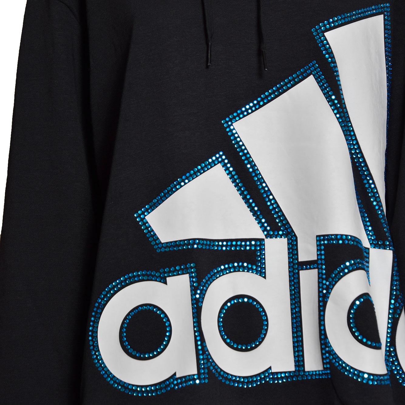 Felpa con cappuccio in cotone e viscosa nero applicazioni swarovski Caban Romantic x Adidas