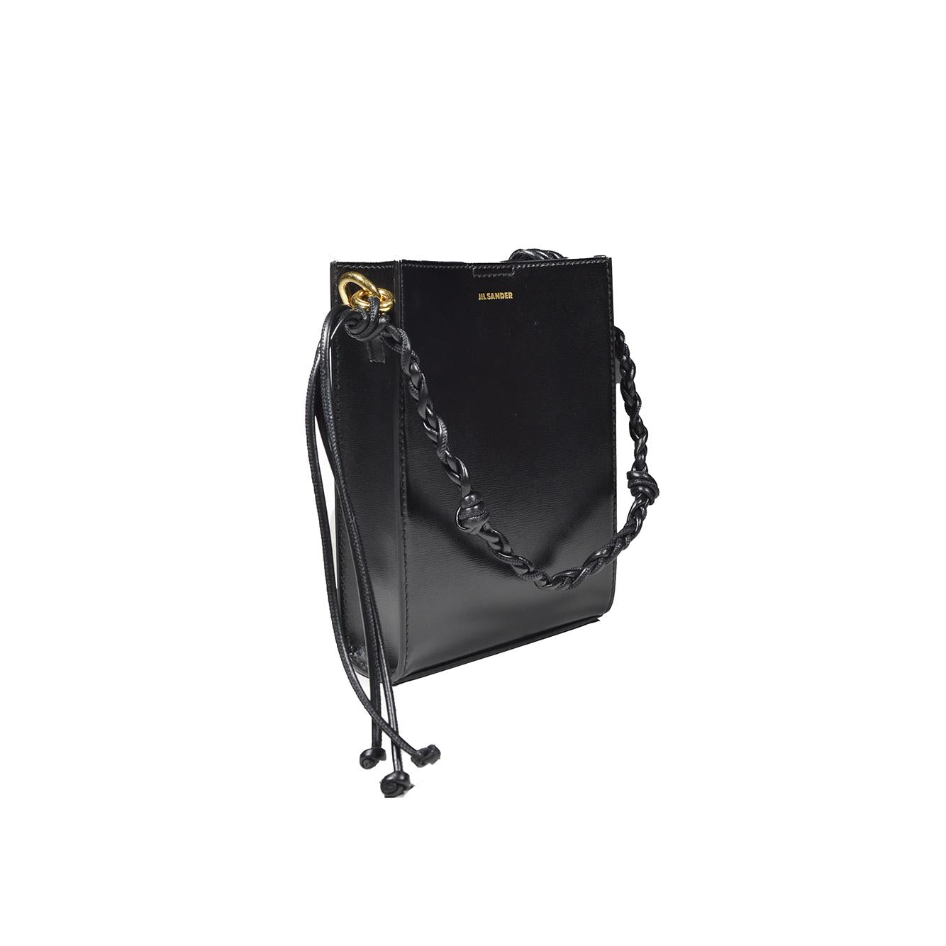 Borsa a tracolla Tangle Rings piccola in pelle nera Jil Sander