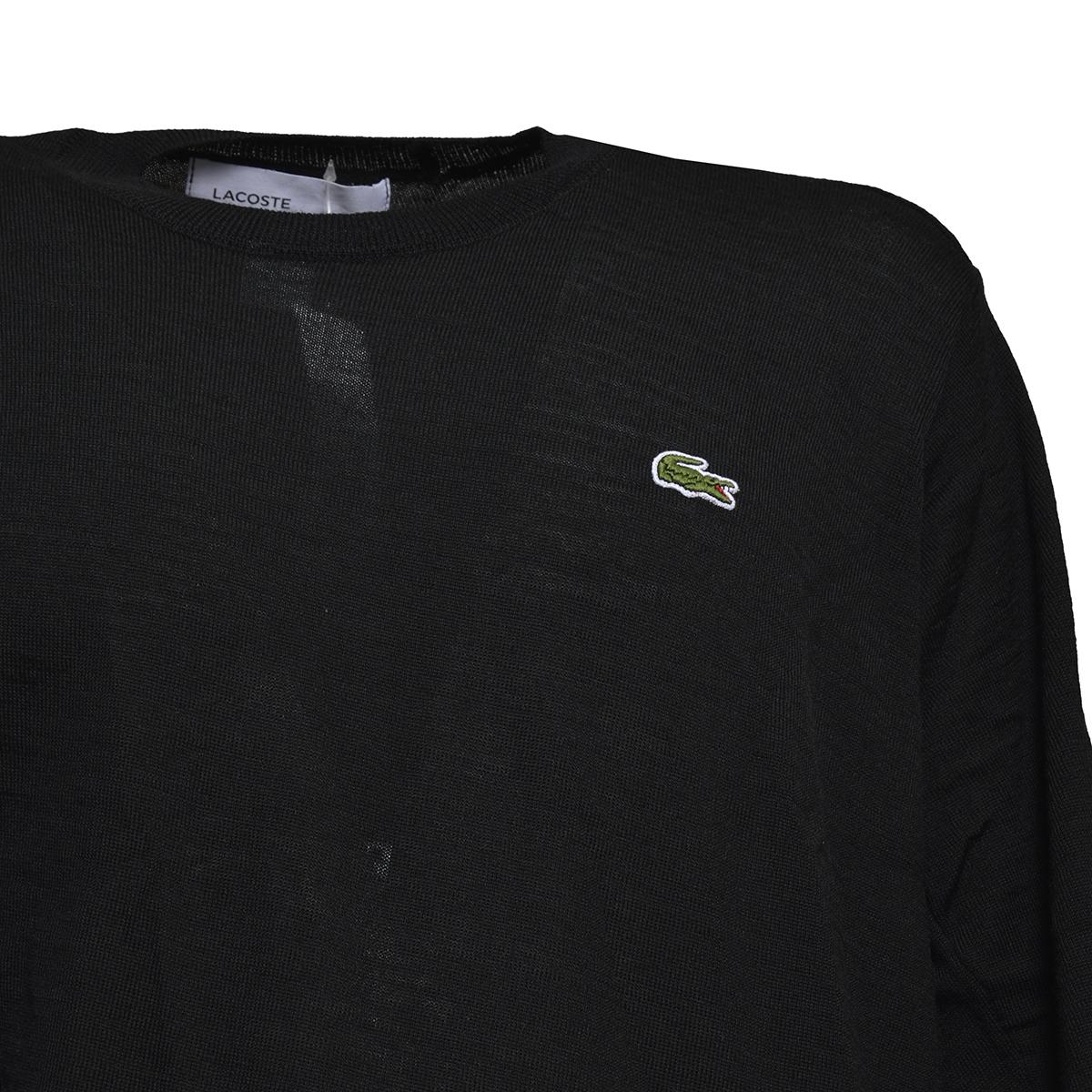 Pullover girocollo in lana nero con patch logo Comme des Garcons Shirt x Lacoste