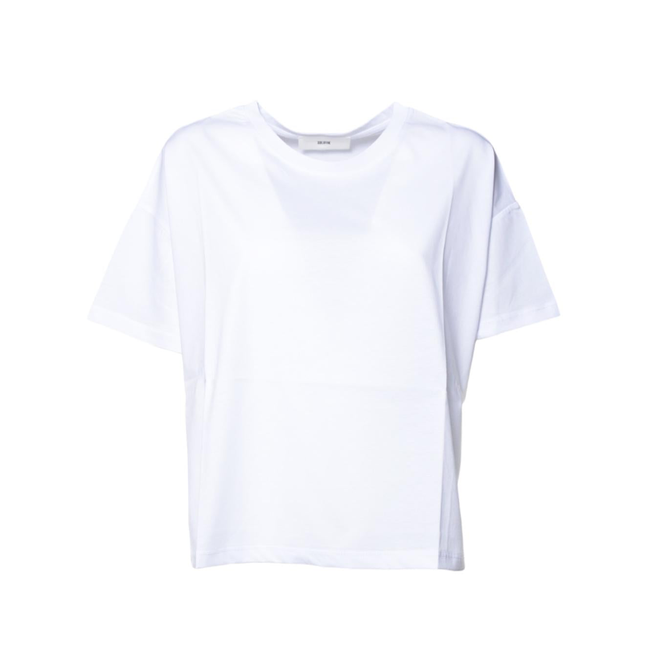 T-shirt boxy girocollo in cotone bianco Solotre