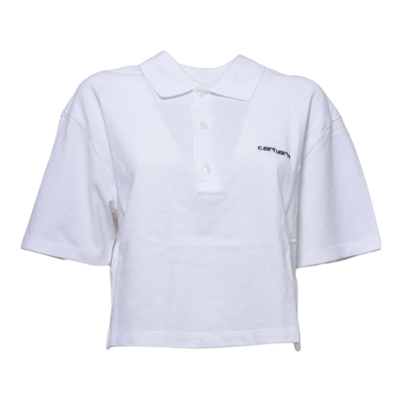w' s/s carhartt script polo ts cotton garment washed piqué
