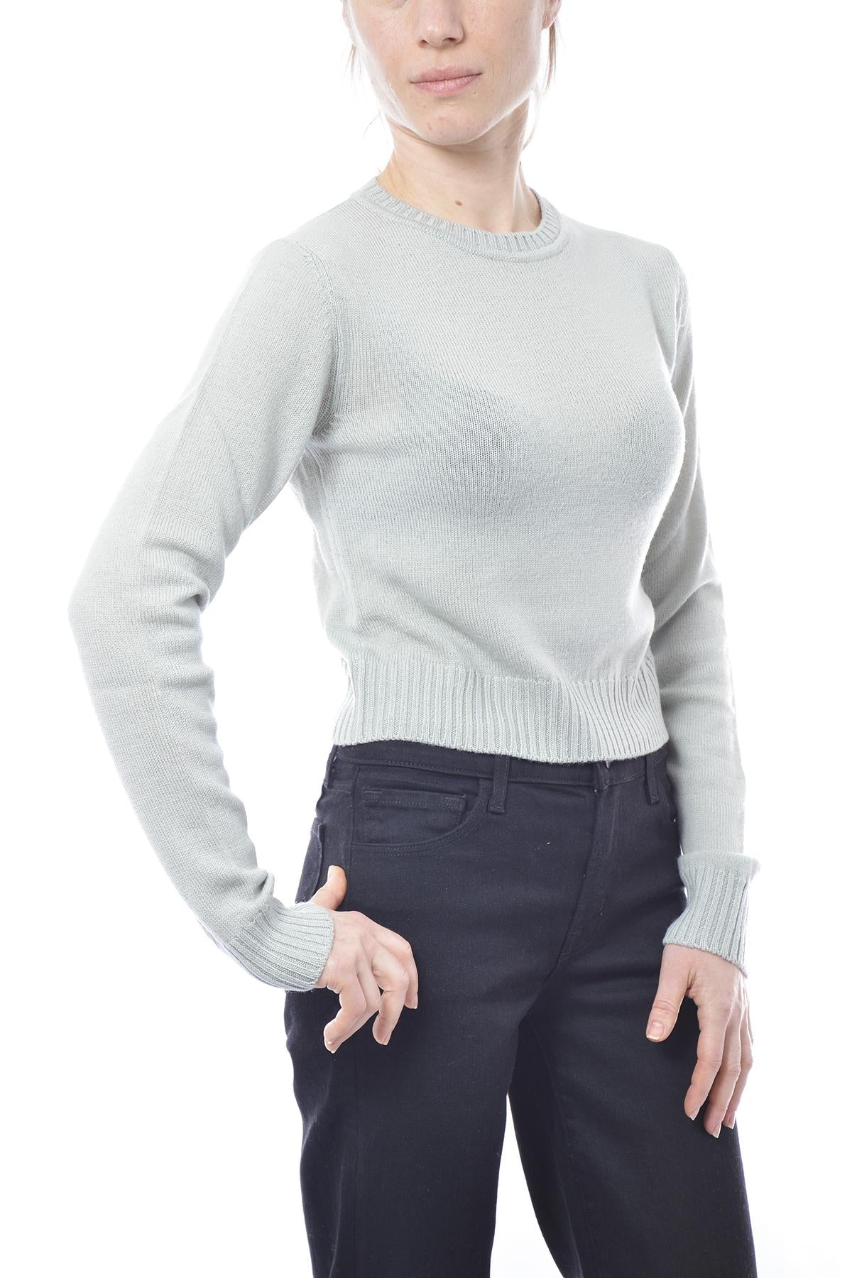 Pullover crop in lana menta Jil Sander